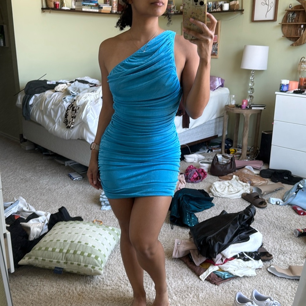 Blue Ruched Dress